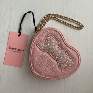 Juicy Couture Pink Heart Clutch with Gold Chain